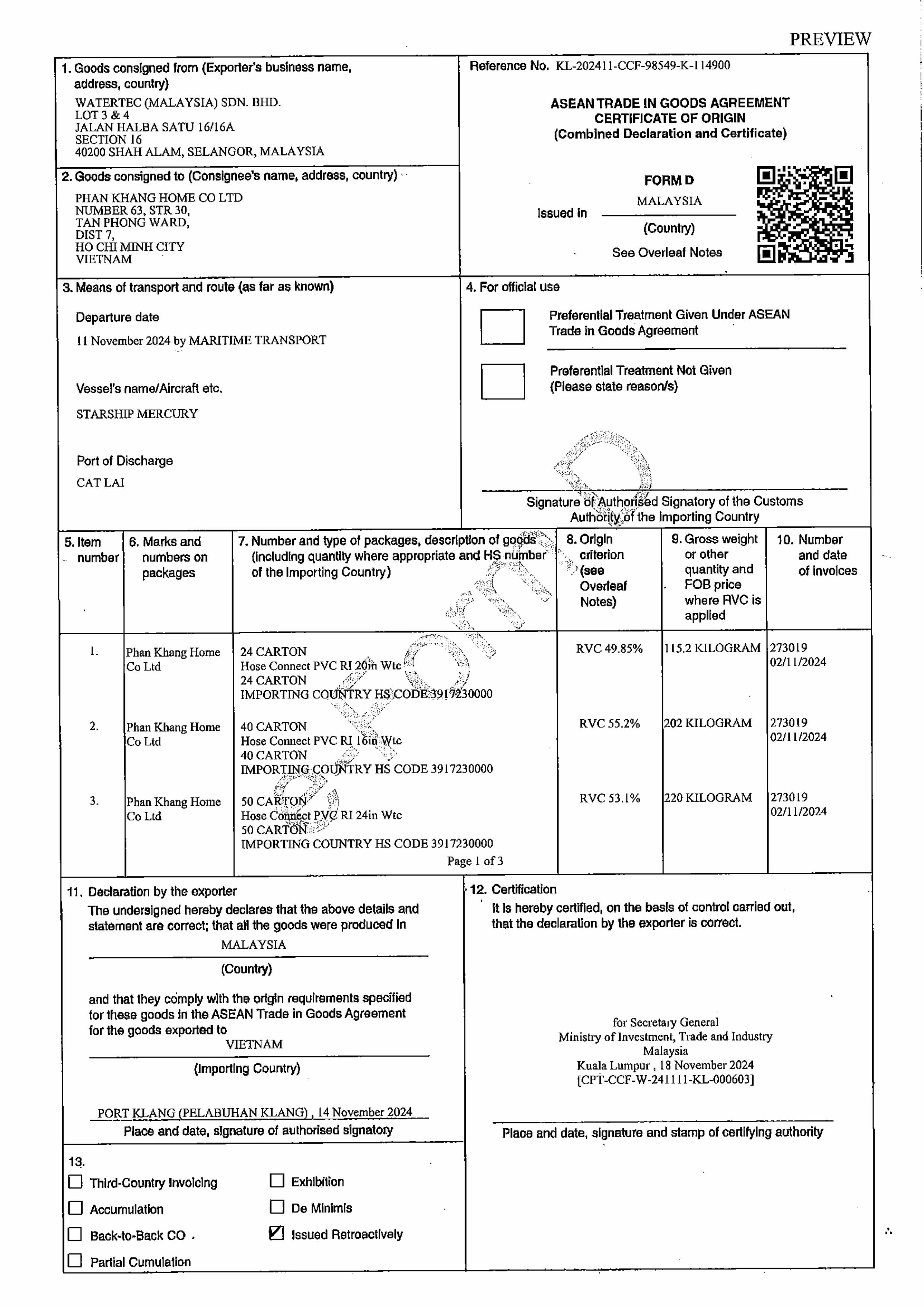 CO-certificate